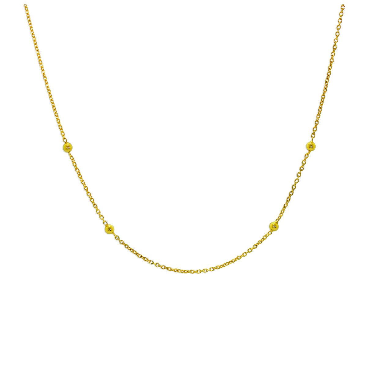 Collier à pompon en argent sterling plaqué or de 40 cm