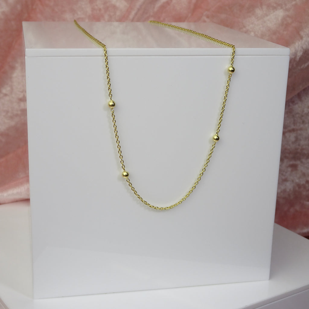 Collier à pompon en argent sterling plaqué or de 40 cm