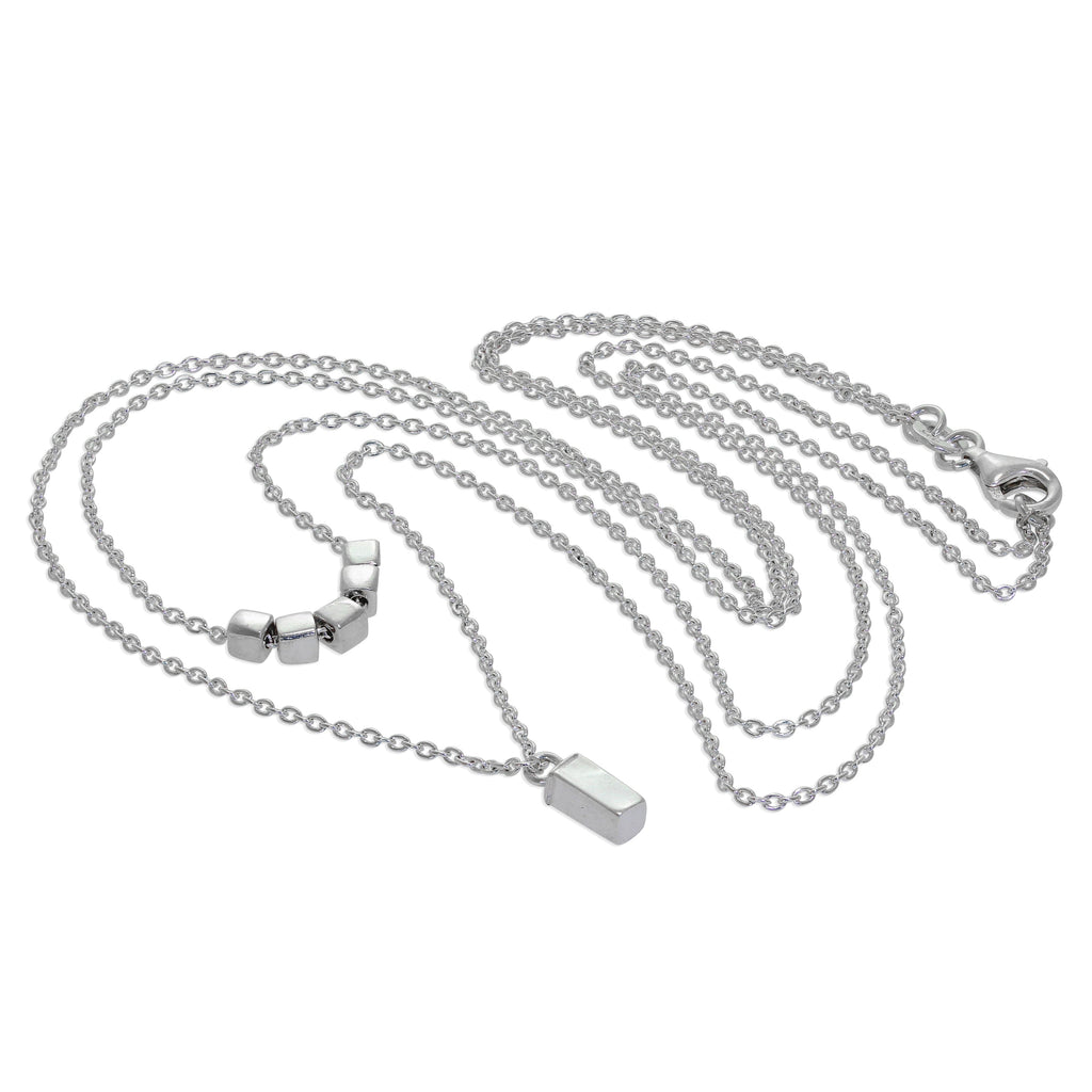 Collier en argent sterling à double couche et cube de 40 cm