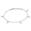Bracelet de cheville réglable en argent sterling avec pendentif en cristal transparent