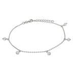 Bracelet de cheville réglable en argent sterling avec pendentif en cristal transparent