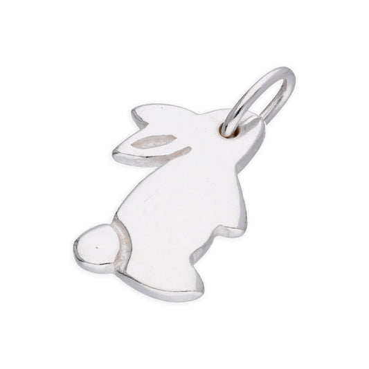 Breloque lapin plat 2D en argent sterling