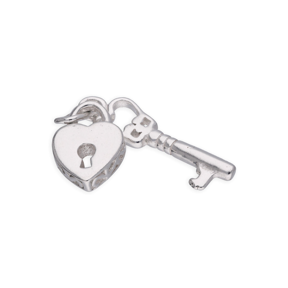 Breloque cadenas et clé en argent sterling