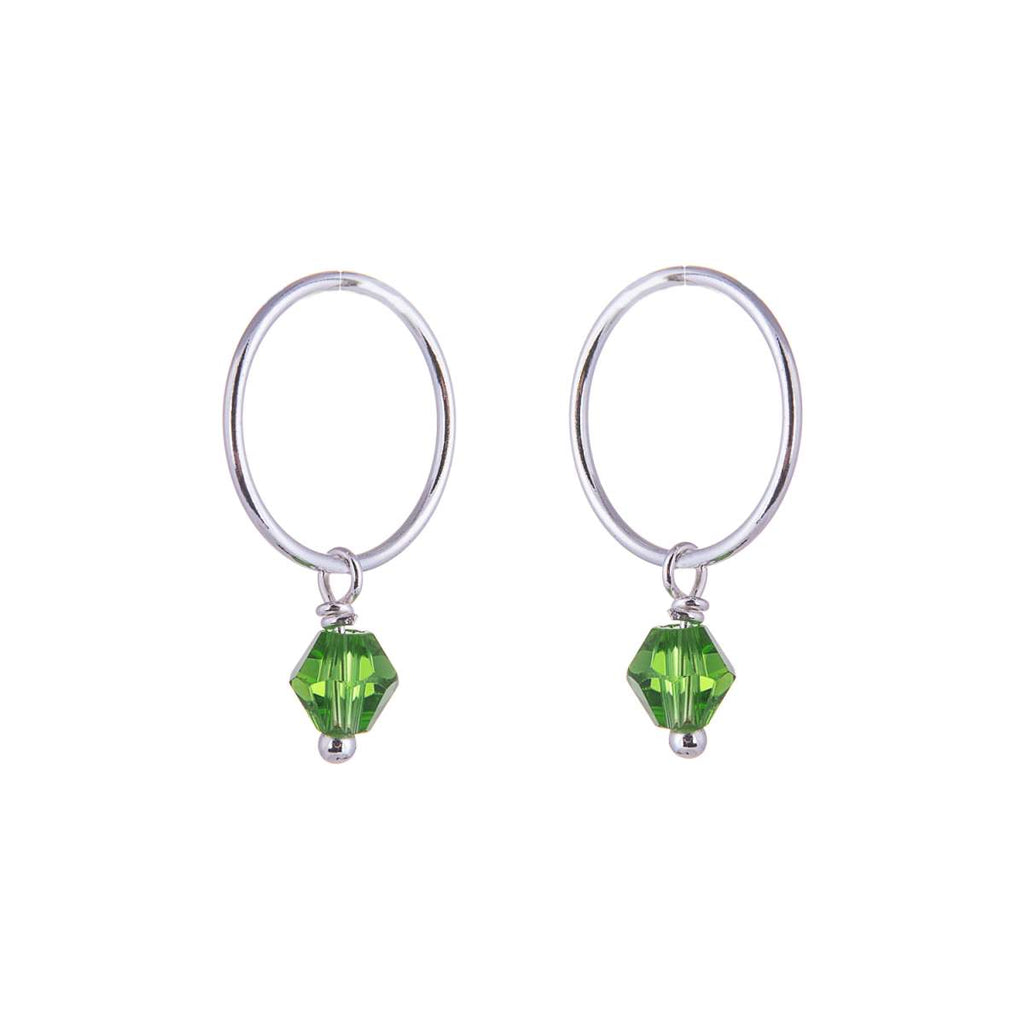 Boucles d'oreilles créoles 12 mm en argent sterling et cristal CZ vert