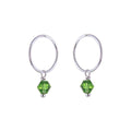 Boucles d'oreilles créoles 12 mm en argent sterling et cristal CZ vert