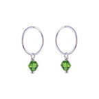 Boucles d'oreilles créoles 12 mm en argent sterling et cristal CZ vert
