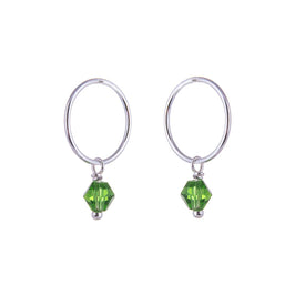 Boucles d'oreilles créoles 12 mm en argent sterling et cristal CZ vert