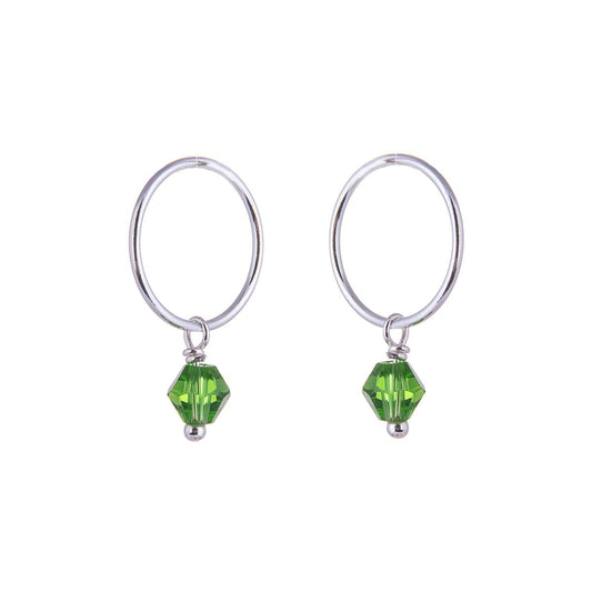 Boucles d'oreilles créoles 12 mm en argent sterling et cristal CZ vert