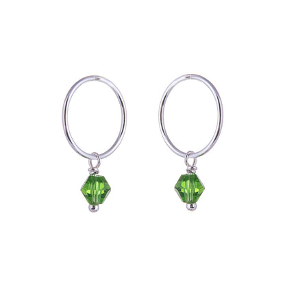 Boucles d'oreilles créoles 12 mm en argent sterling et cristal CZ vert