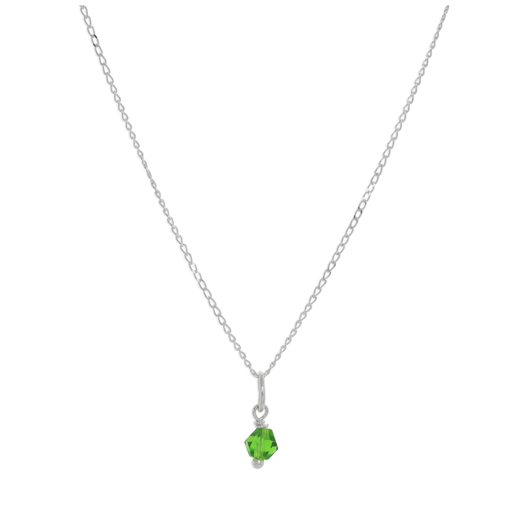 Collier en argent sterling et perles de cristal vert - 35 à 55 cm