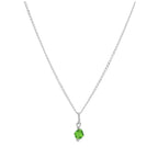 Collier en argent sterling et perles de cristal vert - 35 à 55 cm
