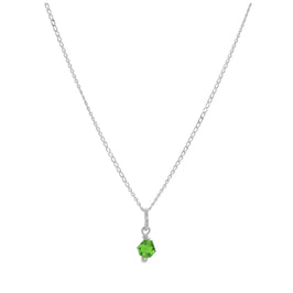 Collier en argent sterling et perles de cristal vert - 35 à 55 cm