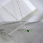 Collier en argent sterling et perles de cristal vert - 35 à 55 cm