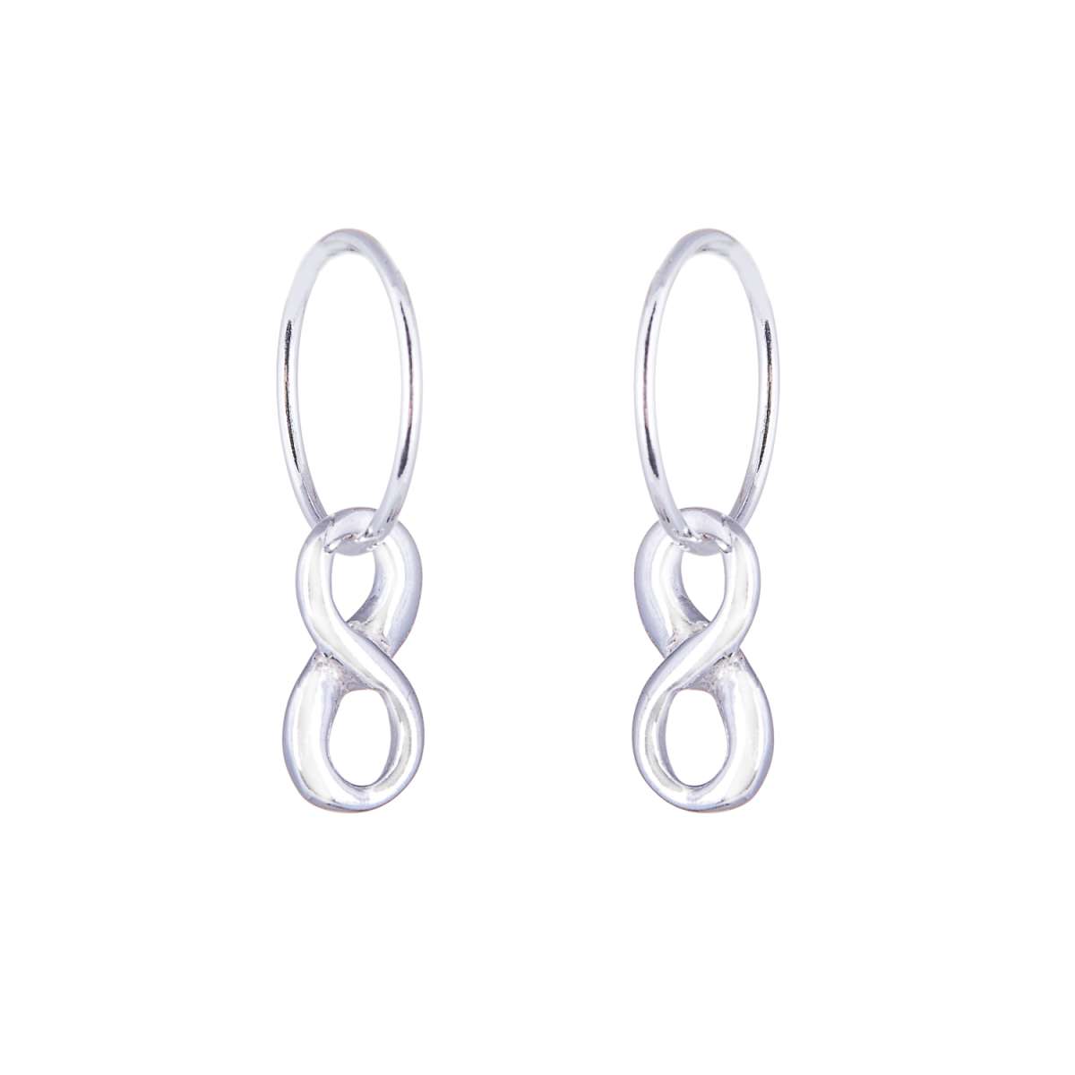 Boucles d'oreilles créoles en argent sterling avec breloque infini de 12 mm