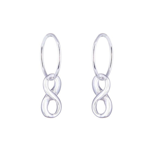 Boucles d'oreilles créoles en argent sterling avec breloque infini de 12 mm