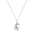 Collier en argent sterling avec nœud en forme de canne à sucre et émail rouge - 35 à 60 cm