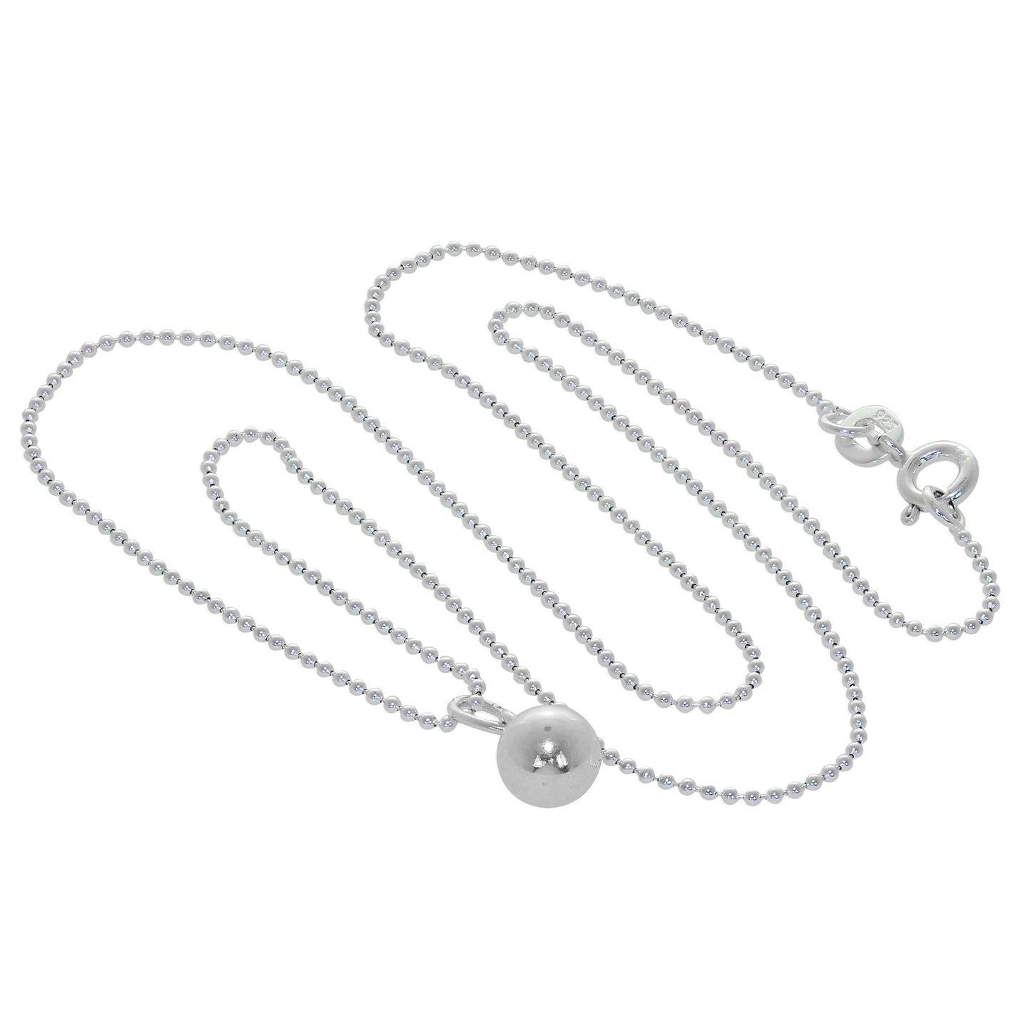 Collier boule de Noël en argent sterling - 14 à 22 pouces
