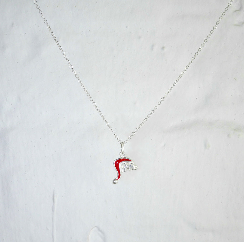 Collier HOHOHO en argent sterling avec chapeau de Père Noël de 35 à 55 cm