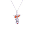 Collier de Noël en argent sterling avec renne au nez rouge et émail