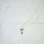Collier de Noël en argent sterling avec renne au nez rouge et émail