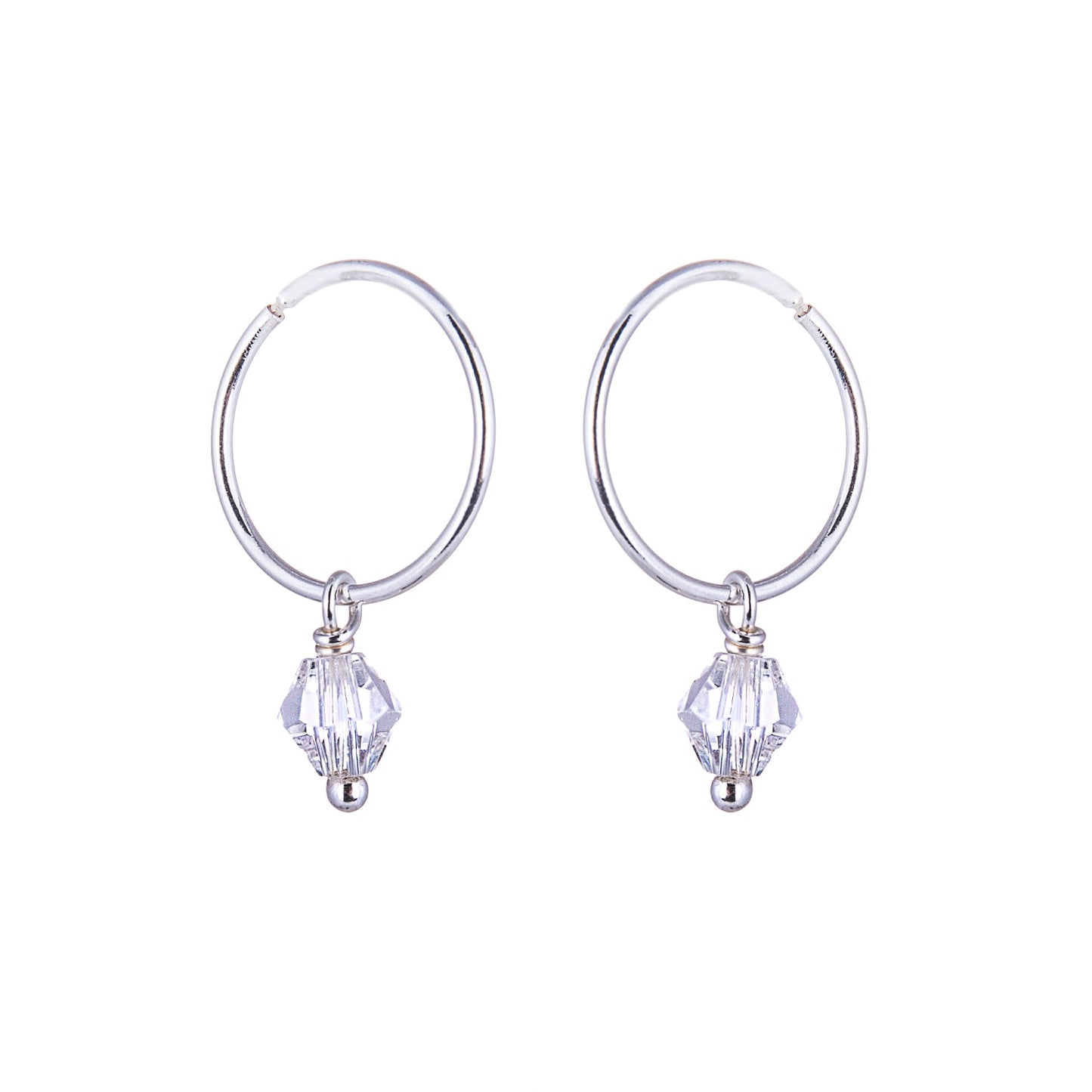 Boucles d'oreilles créoles en argent sterling avec zircones cubiques transparents de 12 mm