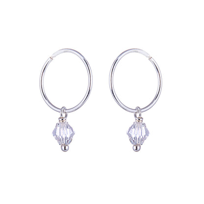 Boucles d'oreilles créoles en argent sterling avec zircones cubiques transparents de 12 mm