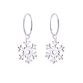 Boucles d'oreilles créoles en argent sterling avec breloque flocon de neige de 12 mm