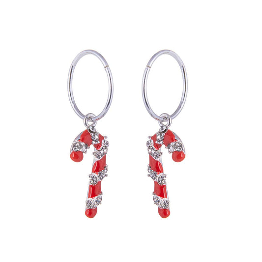 Boucles d'oreilles créoles en argent sterling avec breloque canne à sucre 12 mm