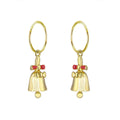 Boucles d'oreilles créoles en argent sterling plaqué or avec breloque Jingle Bell de 12 mm