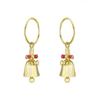 Boucles d'oreilles créoles en argent sterling plaqué or avec breloque Jingle Bell de 12 mm