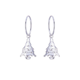 Boucles d'oreilles créoles en argent sterling avec breloque sapin de Noël de 12 mm