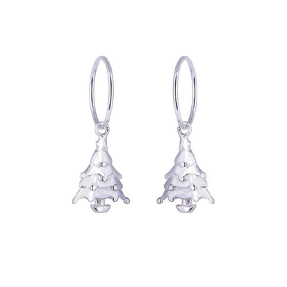 Boucles d'oreilles créoles en argent sterling avec breloque sapin de Noël de 12 mm