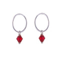 Boucles d'oreilles créoles en argent sterling avec perles de cristal CZ rouges de 12 mm