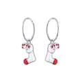 Boucles d'oreilles créoles en argent sterling avec breloques en forme de bas et de canne à sucre, 12 mm