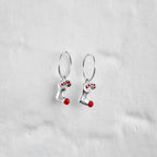 Boucles d'oreilles créoles en argent sterling avec breloques en forme de bas et de canne à sucre, 12 mm