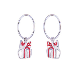 Boucles d'oreilles créoles en argent sterling avec breloque cadeau de Noël de 12 mm