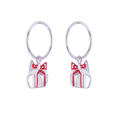 Boucles d'oreilles créoles en argent sterling avec breloque cadeau de Noël de 12 mm