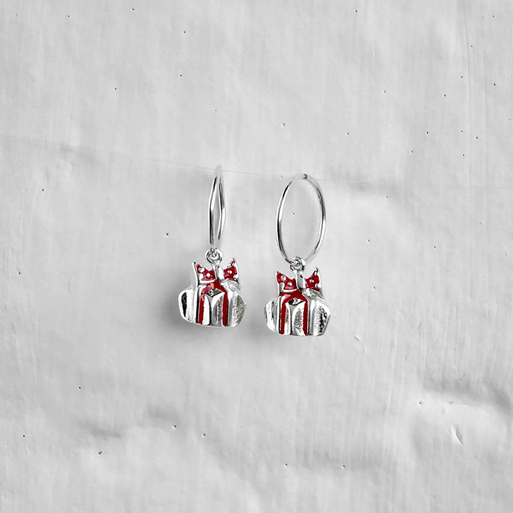 Boucles d'oreilles créoles en argent sterling avec breloque cadeau de Noël de 12 mm