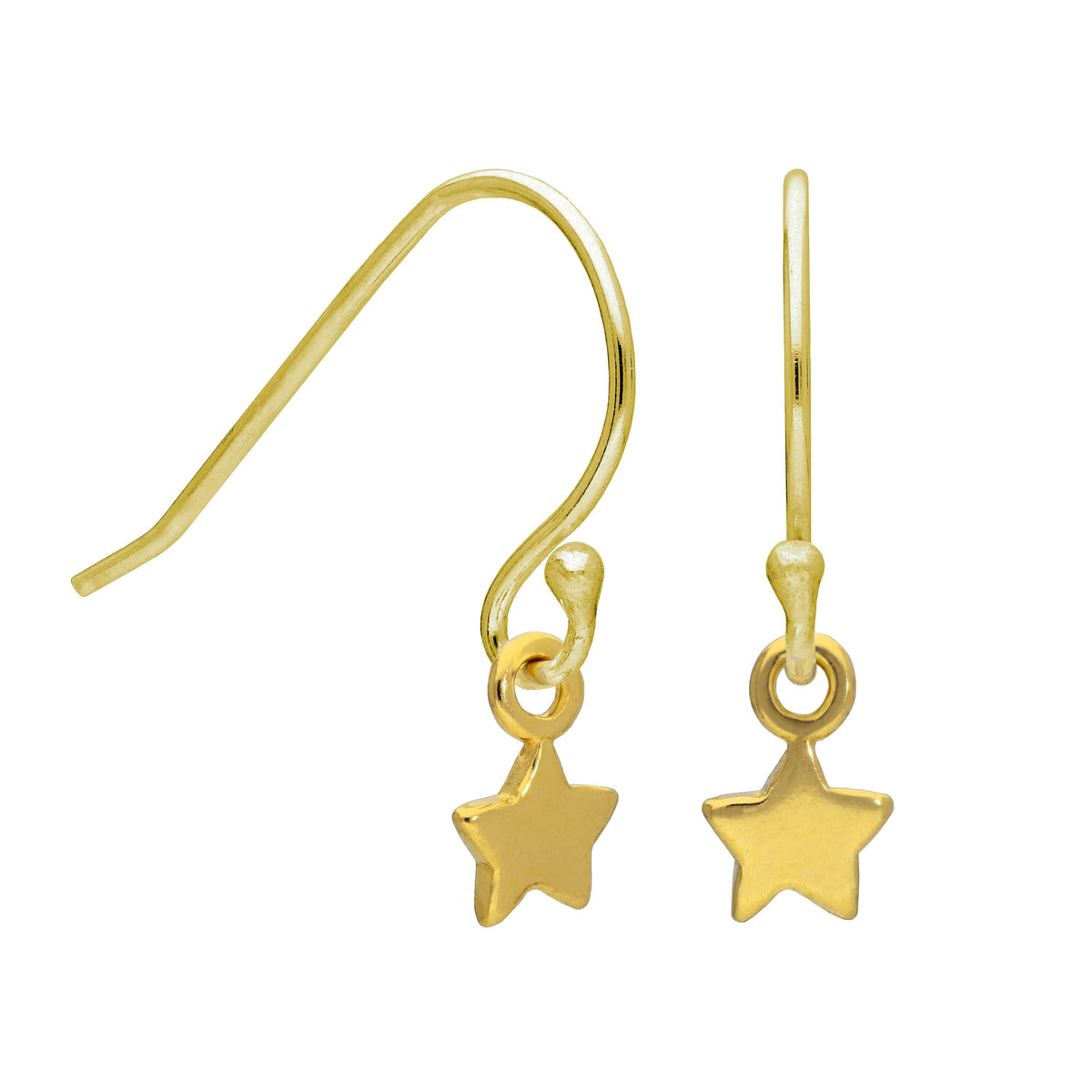 Boucles d'oreilles en argent sterling plaqué or en forme d'étoile minuscule