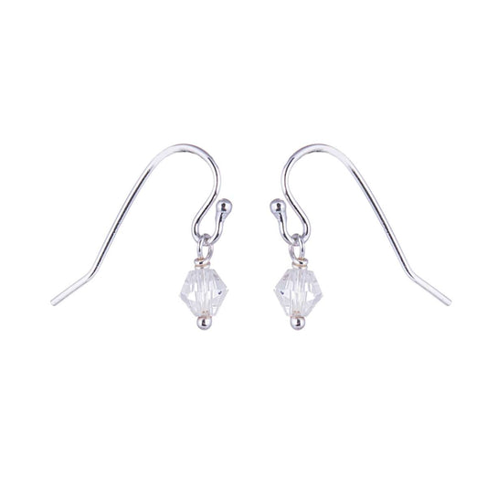 Boucles d'oreilles pendantes en argent sterling avec perles en oxyde de zirconium transparent