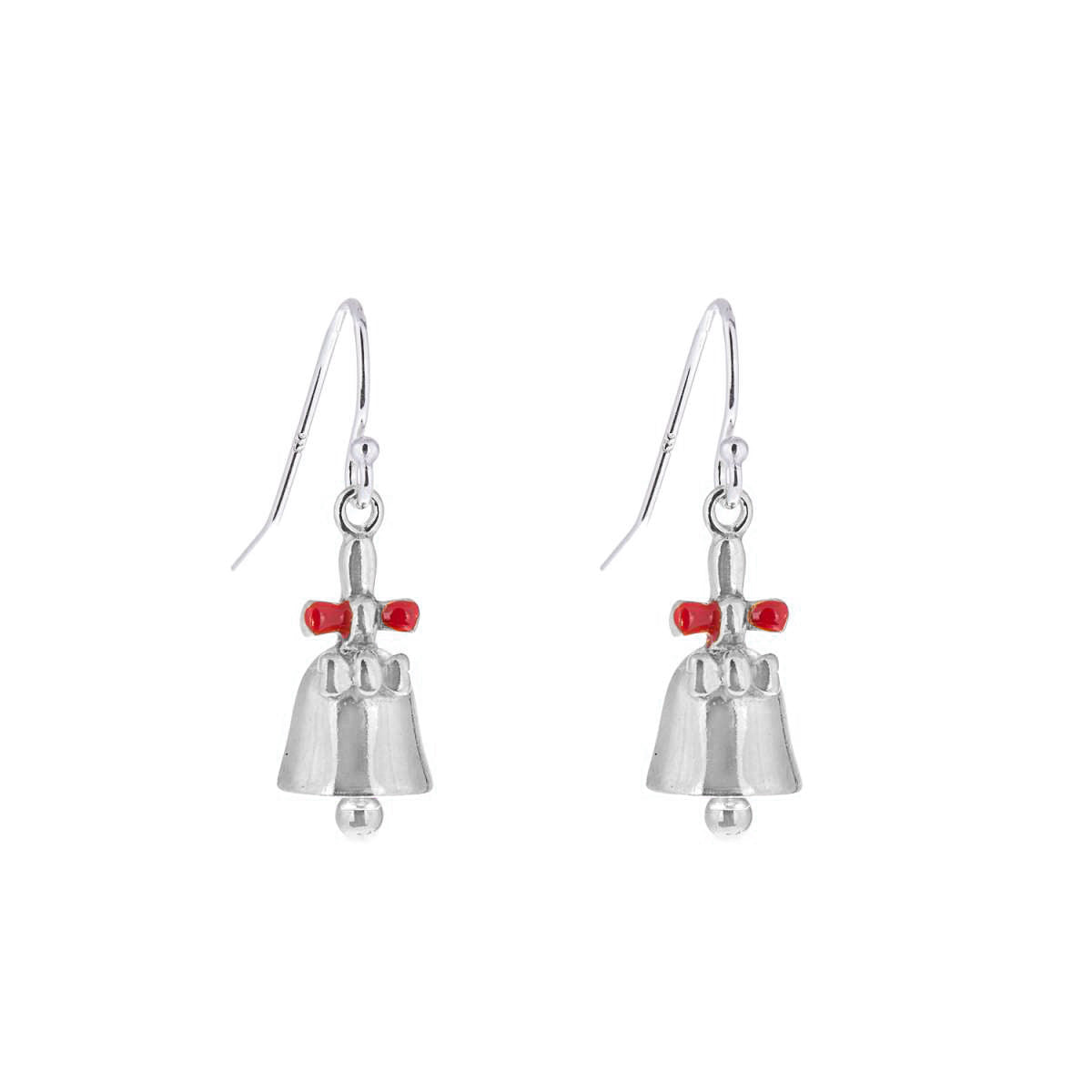 Boucles d'oreilles en argent sterling avec grelot et nœud en forme de hameçon