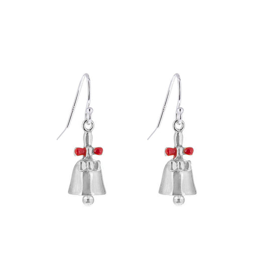 Boucles d'oreilles en argent sterling avec grelot et nœud en forme de hameçon