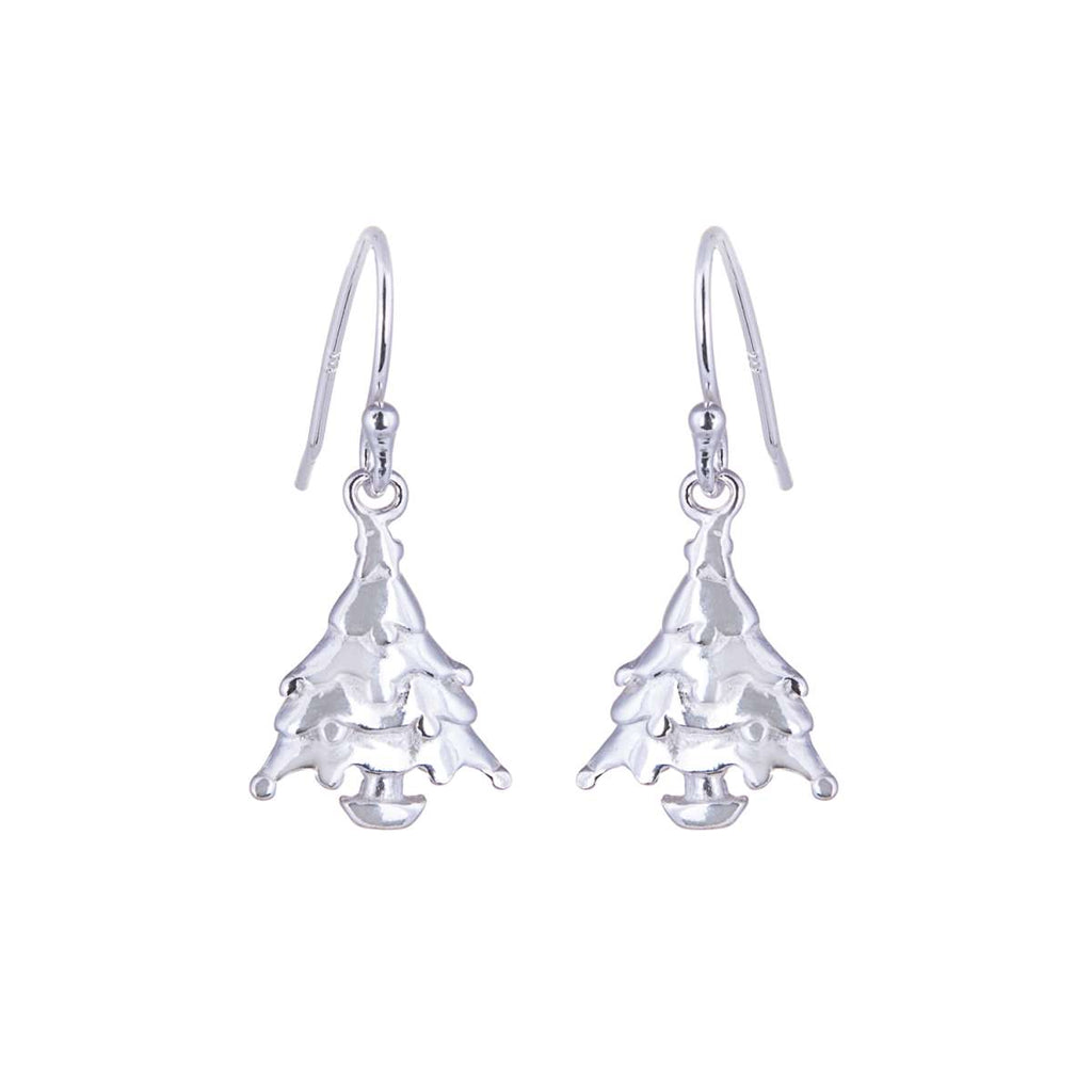 Boucles d'oreilles hameçon en argent sterling en forme de sapin de Noël
