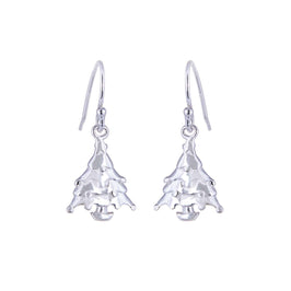 Boucles d'oreilles hameçon en argent sterling en forme de sapin de Noël