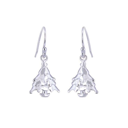 Boucles d'oreilles hameçon en argent sterling en forme de sapin de Noël