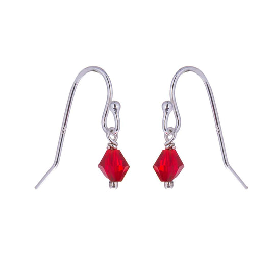 Boucles d'oreilles crochet en argent sterling et perles en oxyde de zirconium rouge