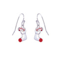 Boucles d'oreilles en argent sterling avec breloques en forme de chaussette et de canne à sucre