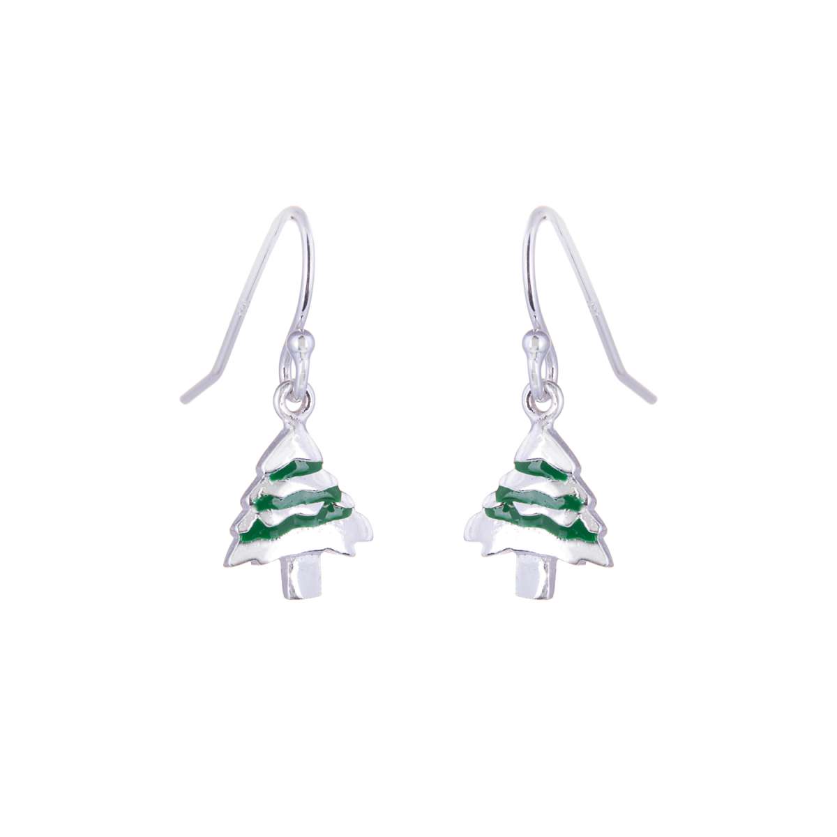 Boucles d'oreilles en argent sterling avec breloque en forme de sapin de Noël et hameçon