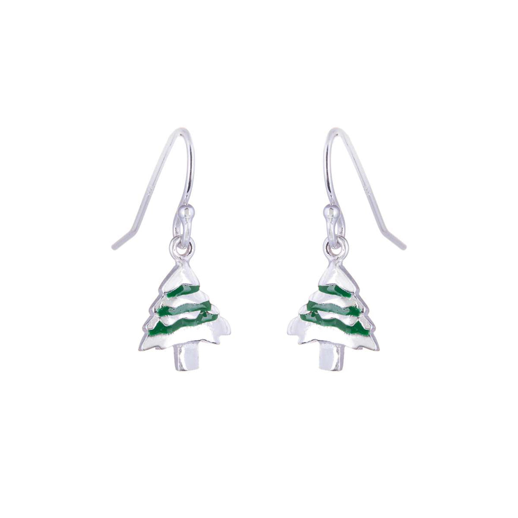 Boucles d'oreilles en argent sterling avec breloque en forme de sapin de Noël et hameçon
