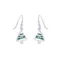 Boucles d'oreilles en argent sterling avec breloque en forme de sapin de Noël et hameçon